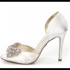 Betsey Johnson Rhinestone Bow Peep Toe Heels